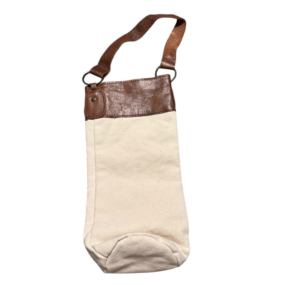 Wine Bag Gift Bag Good Food Good People Good Times Brown and Beige - Picture 2 of 6